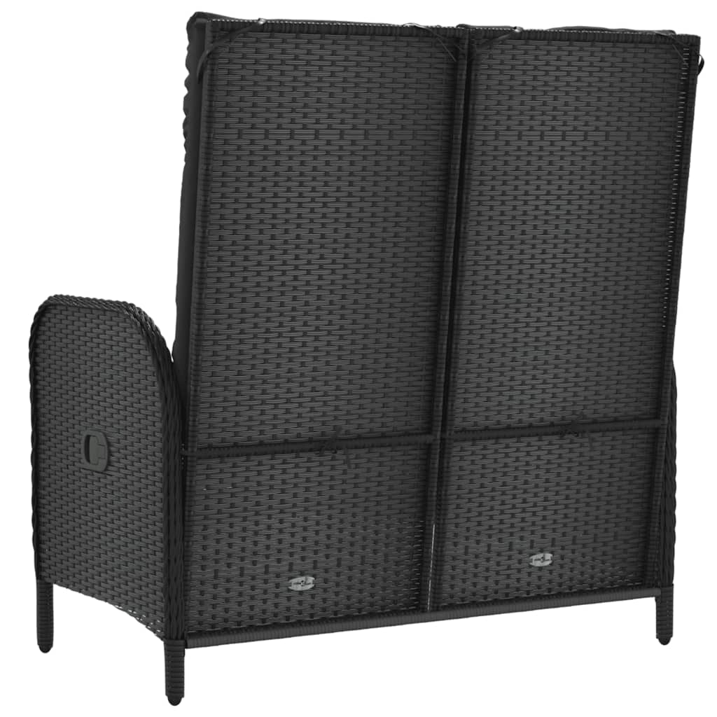 Reclining Patio Bench with Cushions 42.1" Poly Rattan Black