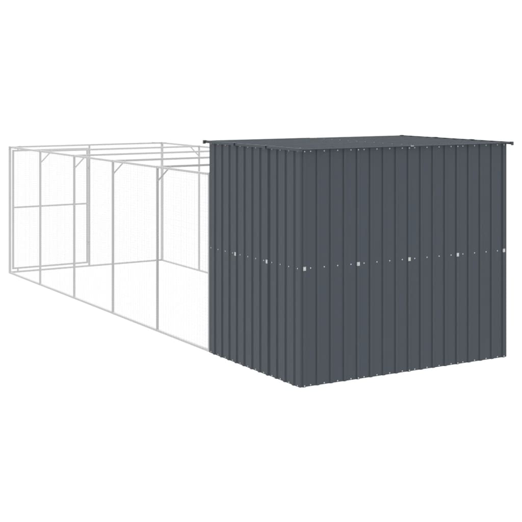 Dog House with Run Anthracite 84.3"x260.2"x71.3" Galvanized Steel