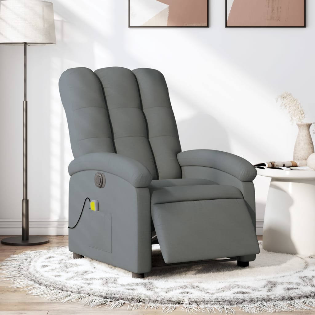 Electric Massage Recliner Chair Wine Red Fabric