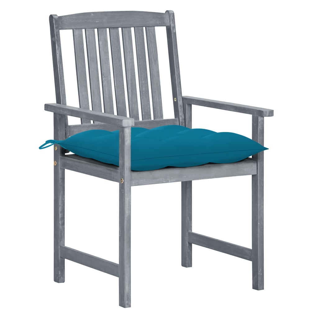 Patio Chairs with Cushions 2 pcs Gray Solid Acacia Wood