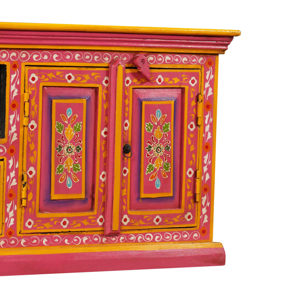 TV Stand Solid Wood Mango Pink Hand Painted