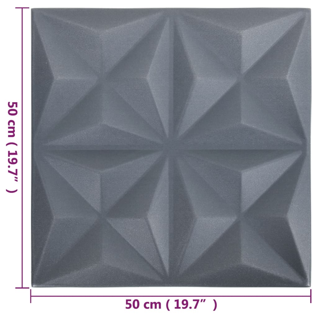 3D Wall Panels 48 pcs 19.7"x19.7" Origami Gray 129.2 ft��