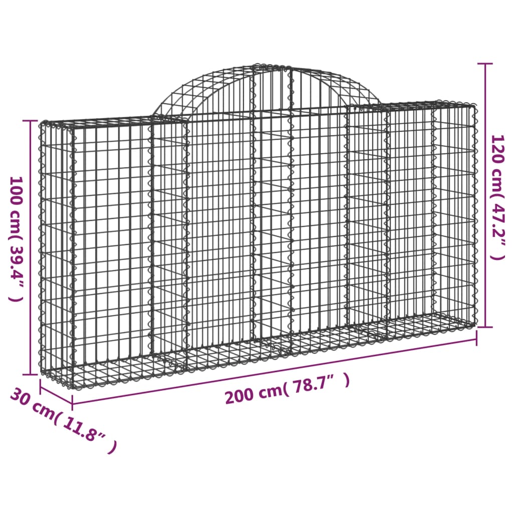 Arched Gabion Basket 78.7"x11.8"x39.4"/47.2" Galvanized Iron