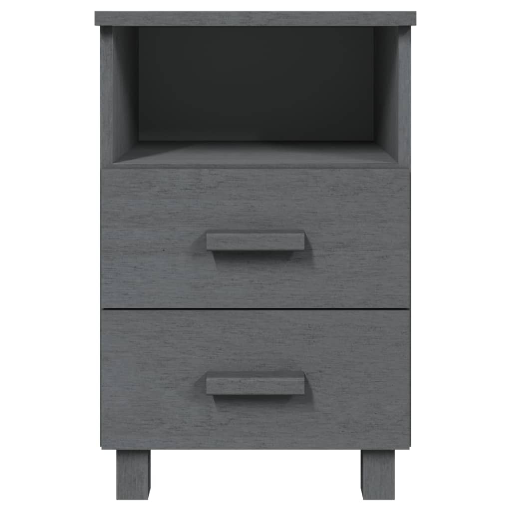 Bedside Cabinets HAMAR 2 pcs Dark Gray 15.7"x13.8"x24.4" Solid Wood