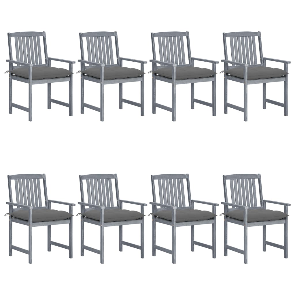 Patio Chairs with Cushions 2 pcs Gray Solid Acacia Wood