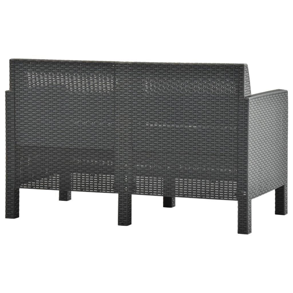 3 Piece Patio Lounge Set with Cushions PP Rattan Anthracite