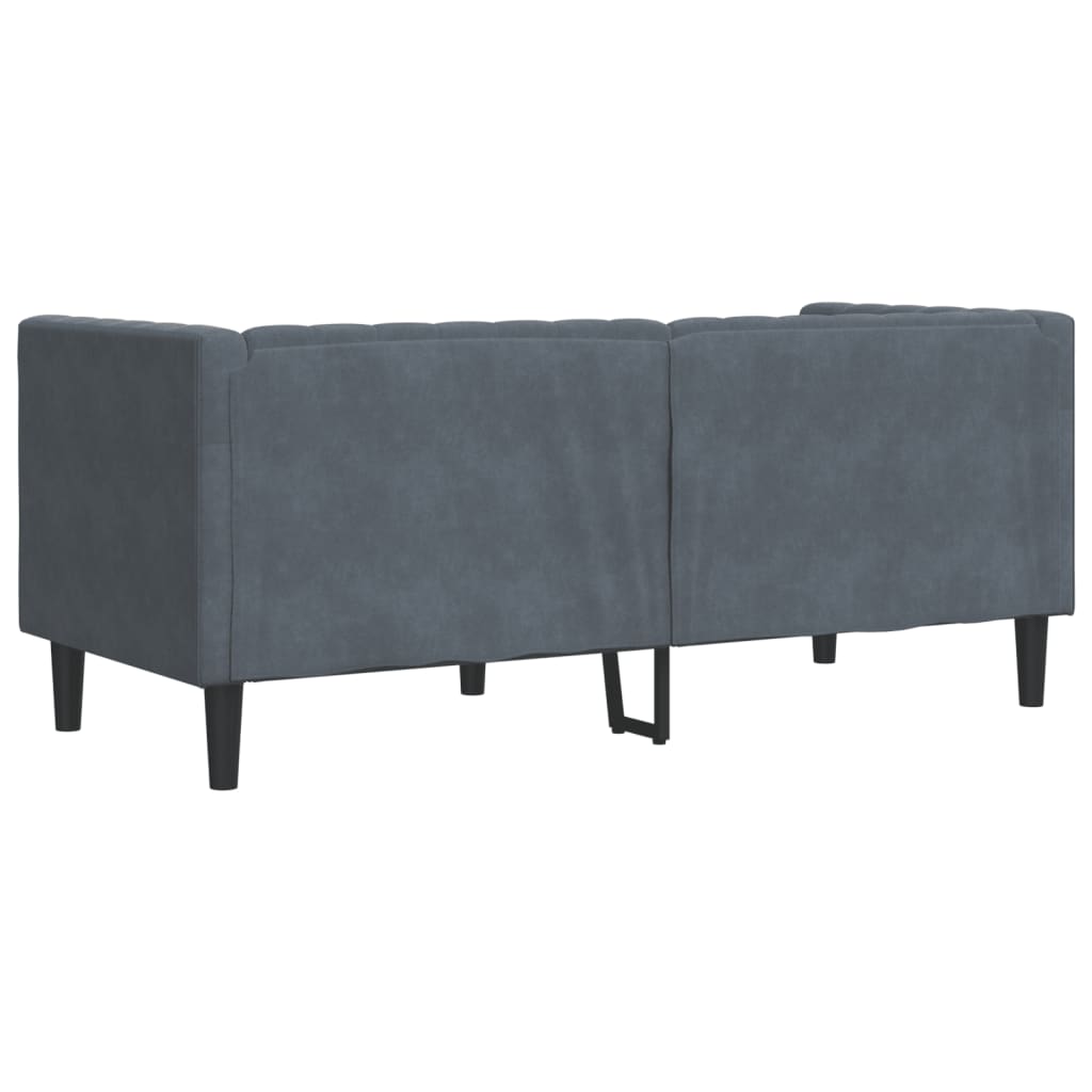 Chesterfield Sofa with Bolsters 2-Seater Dark Gray Velvet