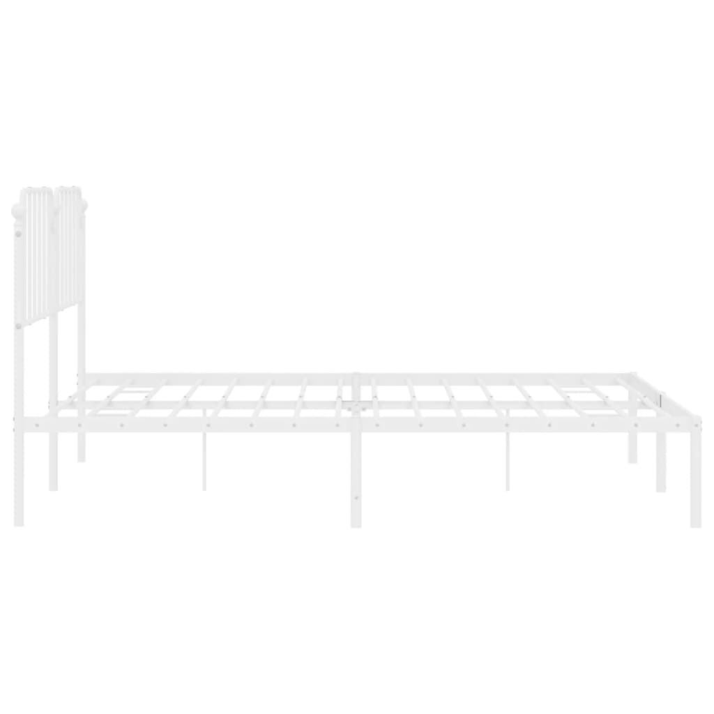 Metal Bed Frame without Mattress with Headboard White 72"x83.9"