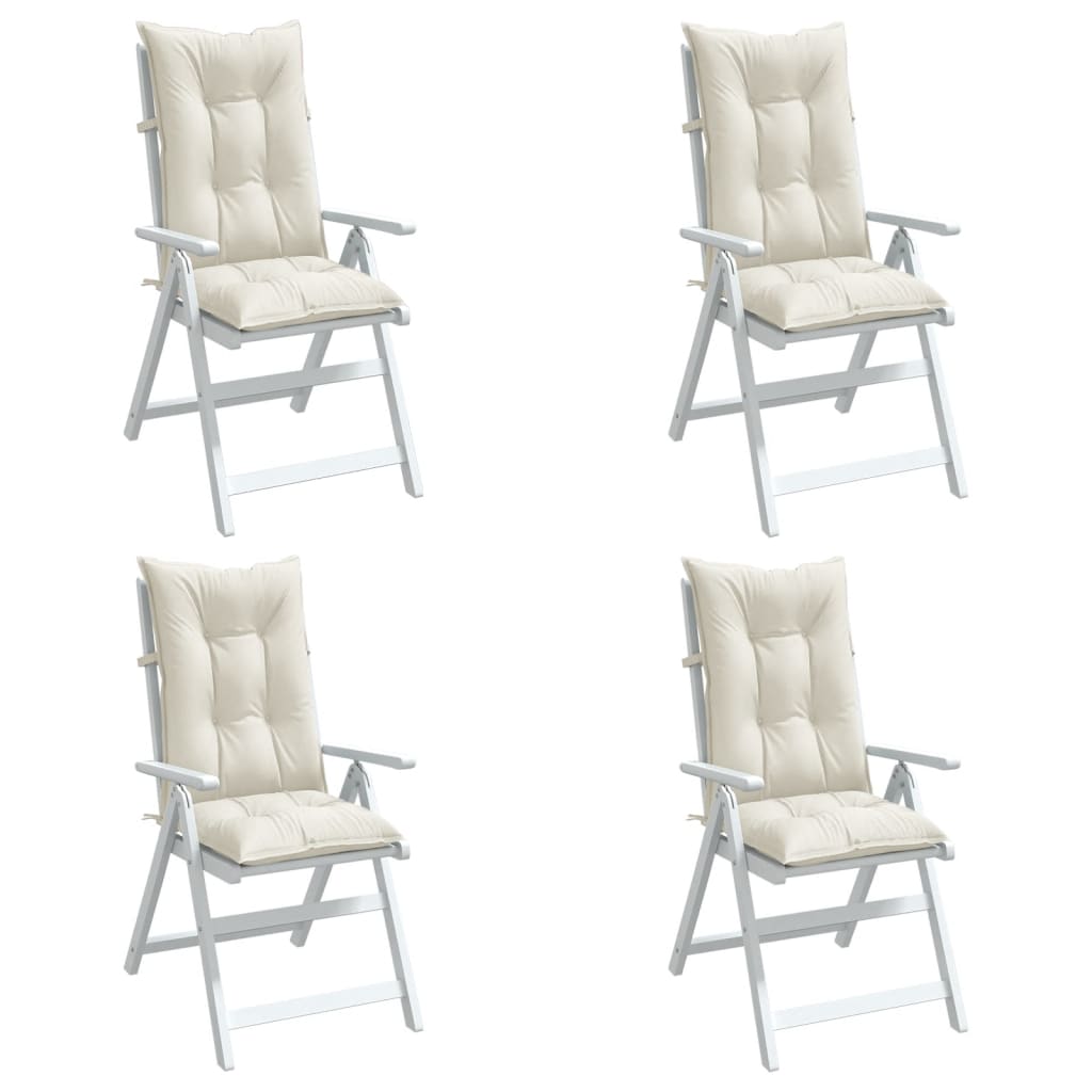 Highback Chair Cushions 4 pcs Melange Cream 47.2"x19.7"x2.8" Fabric