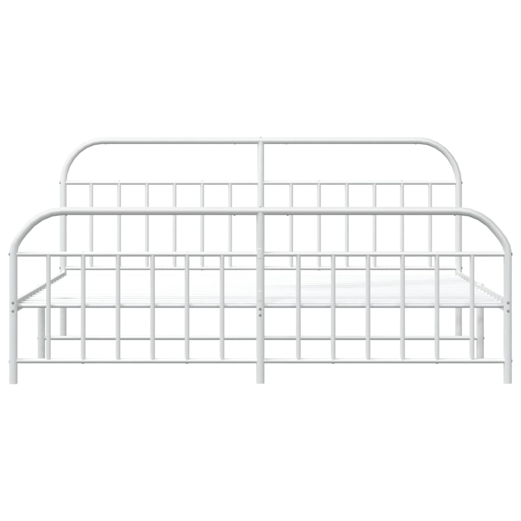 Metal Bed Frame without Mattress with Footboard White 76"x79.9"