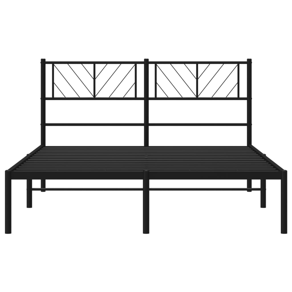 Metal Bed Frame without Mattress with Headboard Black 53.1"x74.8"