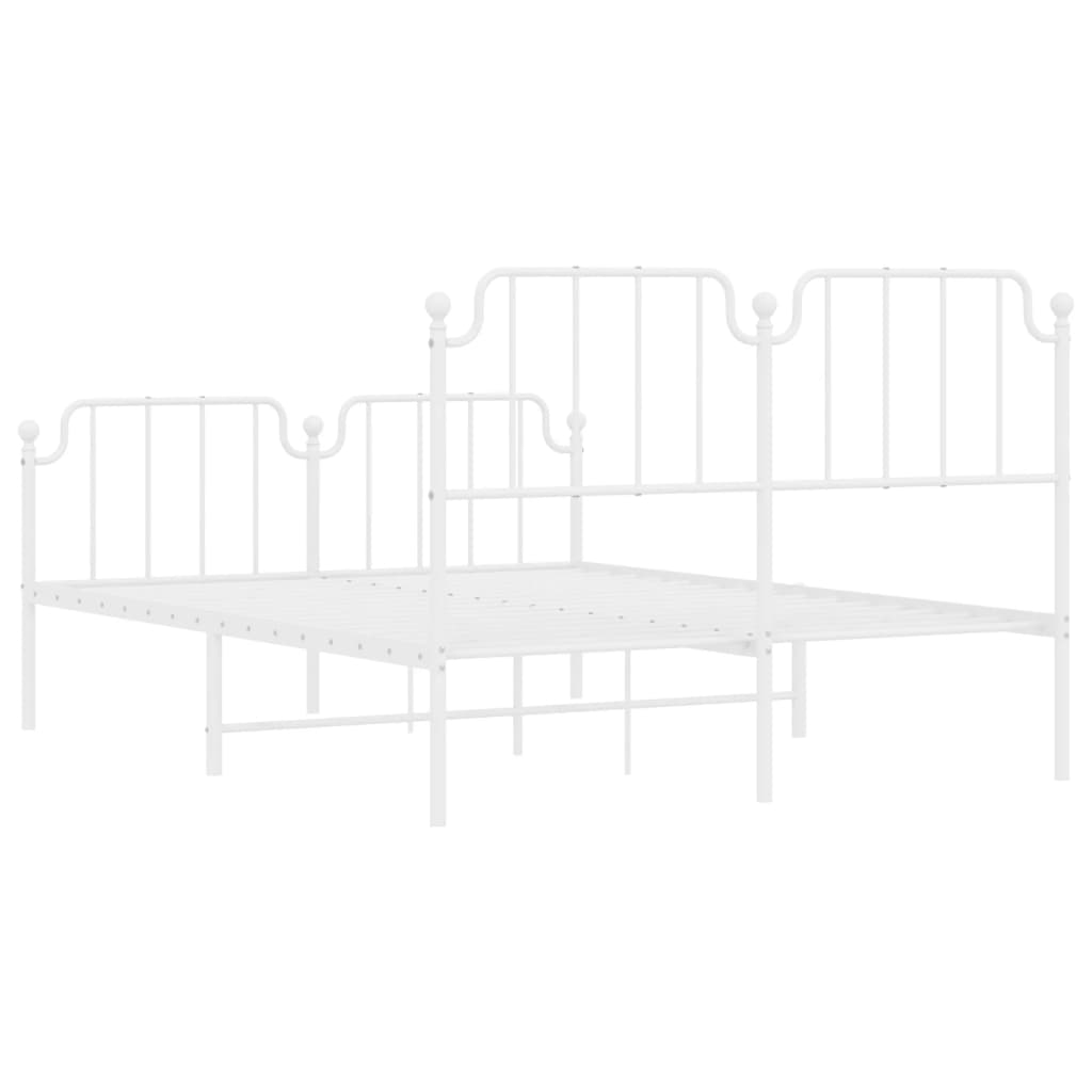 Metal Bed Frame without Mattress with Footboard White 59.1"x78.7"