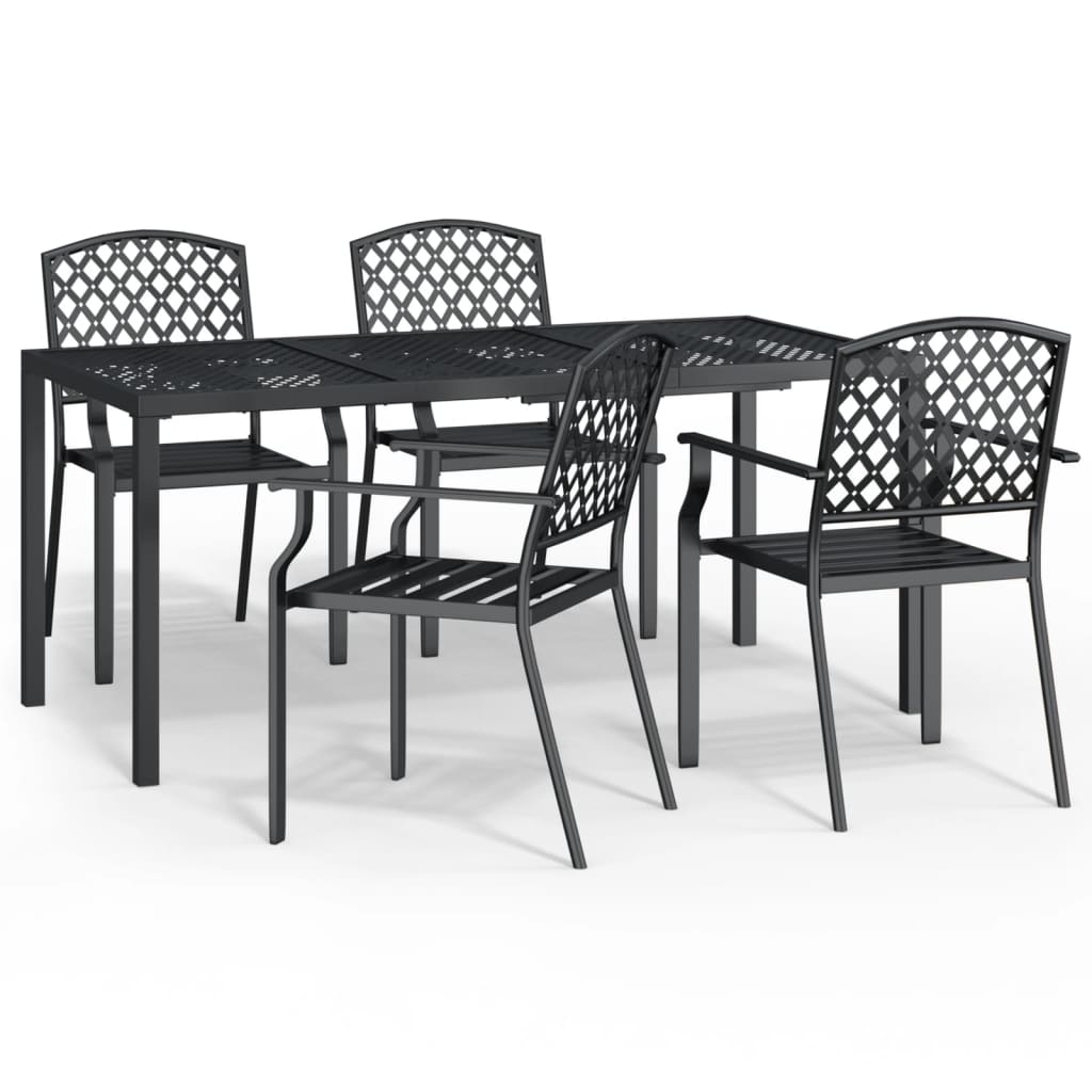 5 Piece Patio Dining Set Anthracite Steel