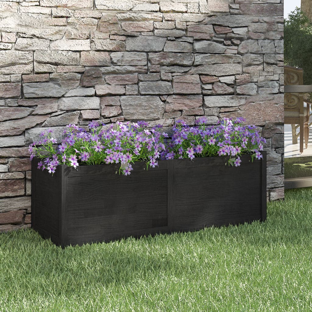 Garden Planter Black 59.1"x19.7"x19.7" Solid Wood Pine