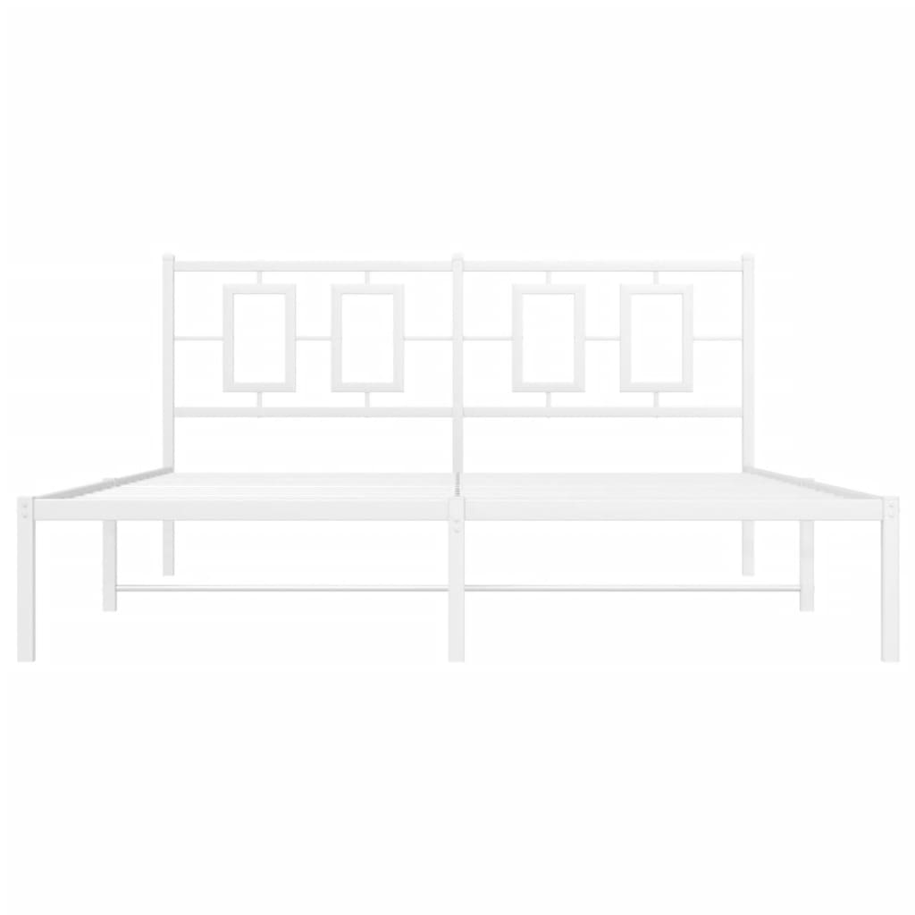 Metal Bed Frame without Mattress with Headboard White 59.1"x78.7"