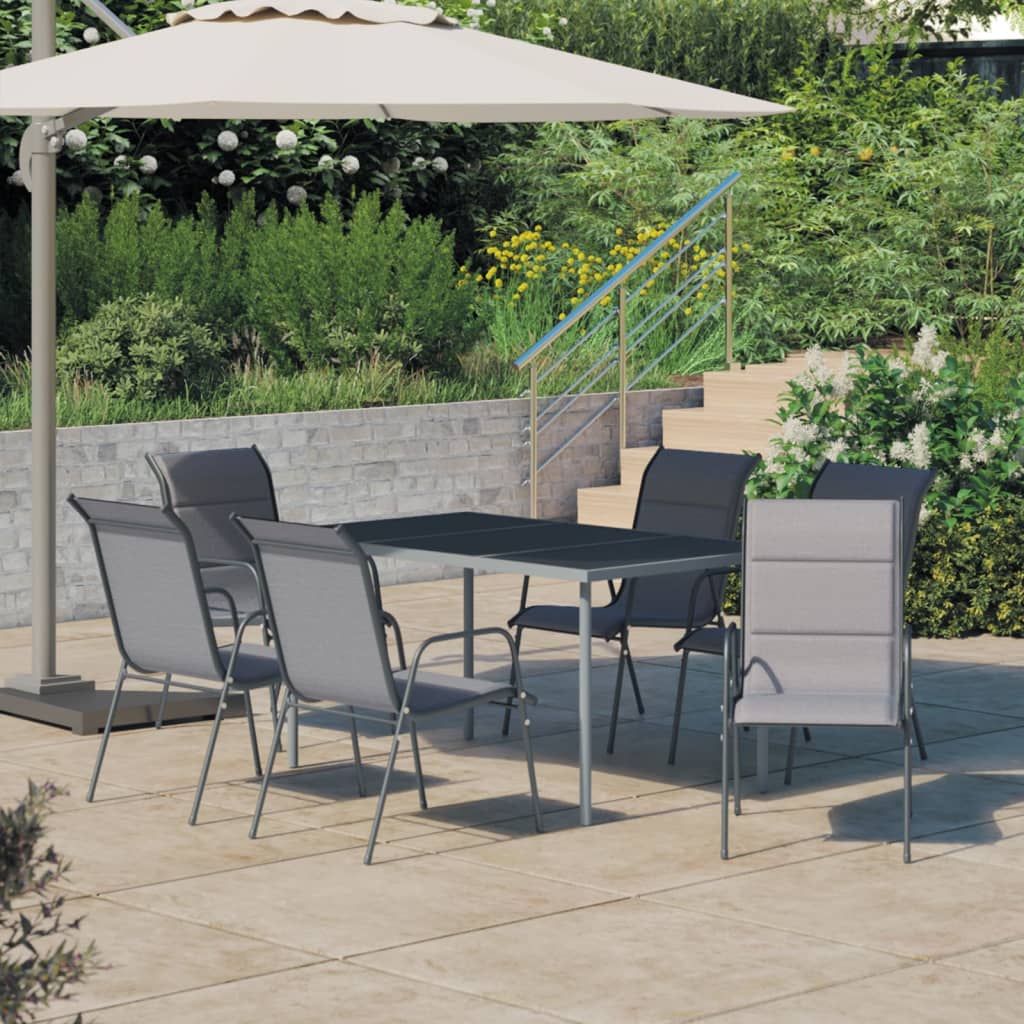 7 Piece Patio Dining Set Steel Anthracite