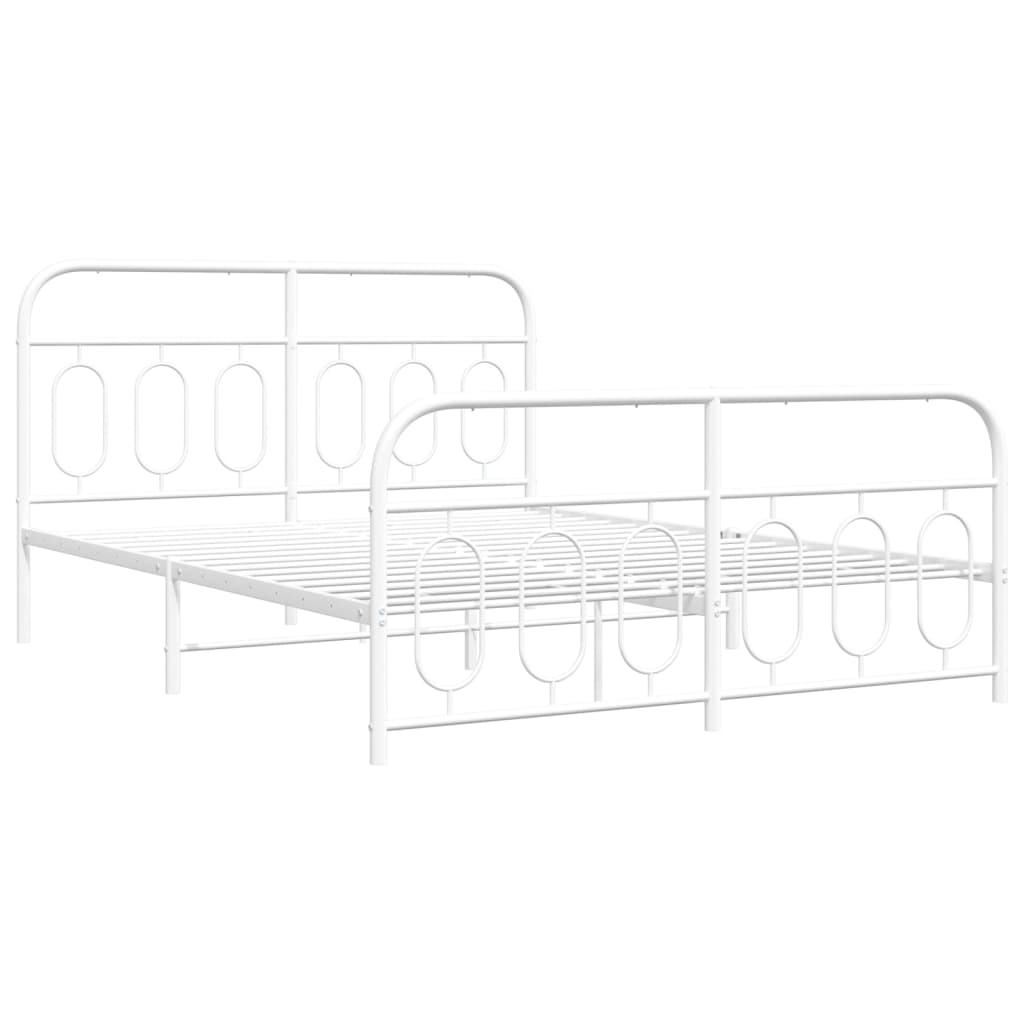 Metal Bed Frame without Mattress with Footboard White 59.1"x78.7"