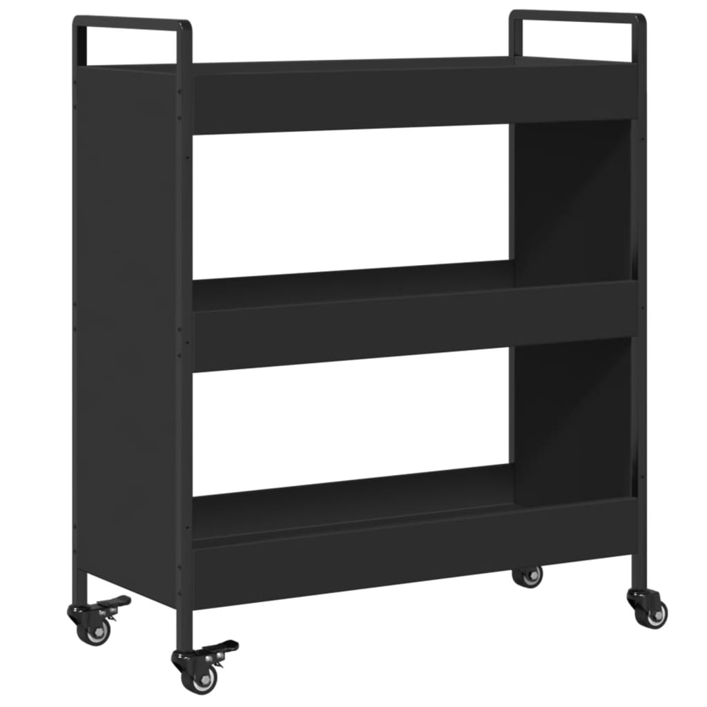 Kitchen Trolley Black 27.6"x11.8"x32.3" Engineered Wood