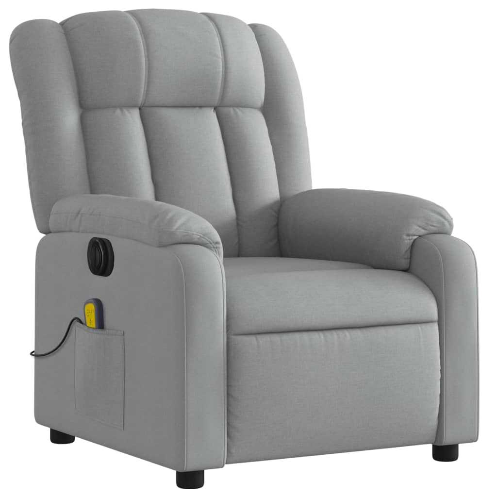 Electric Massage Recliner Chair Light Gray Fabric