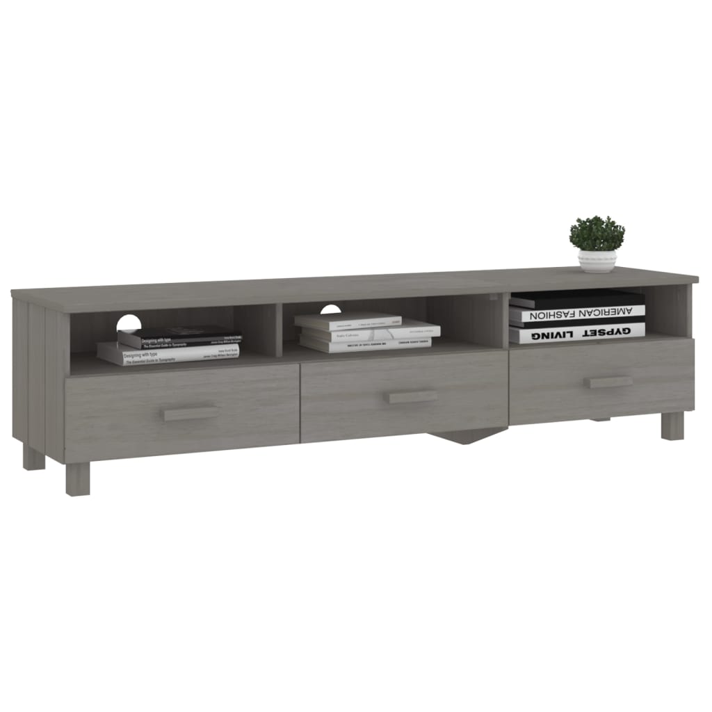 TV Stand HAMAR Light Gray 62.2"x15.7"x15.7" Solid Wood Pine