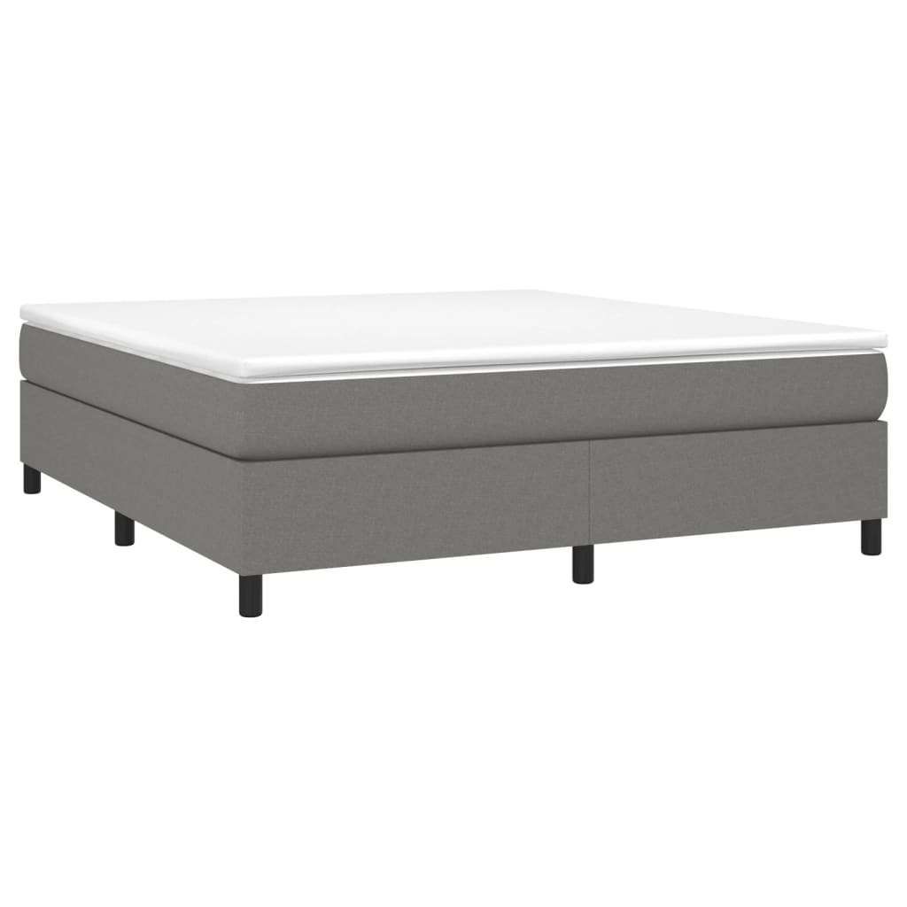 Box Spring Bed with Mattress Dark Gray 76"x79.9" King Fabric