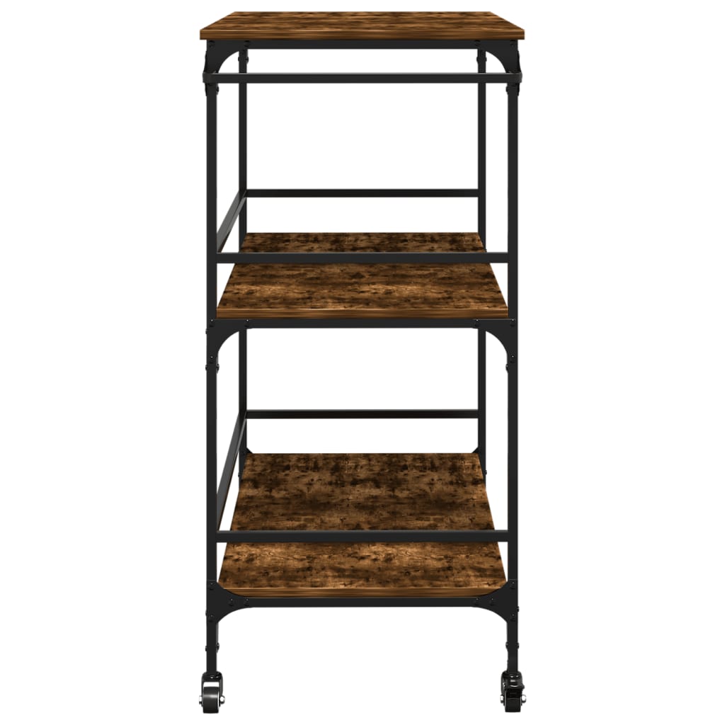 Kitchen Trolley Smoked Oak 39.6"x19.7"x41.3" Engineered Wood