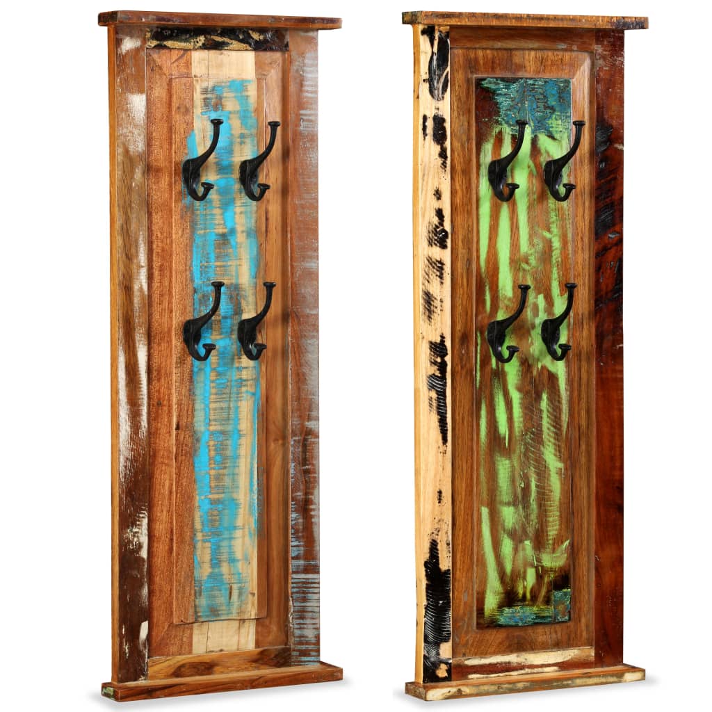 Coat Racks 2 pcs Solid Reclaimed Wood 15"x39.4"