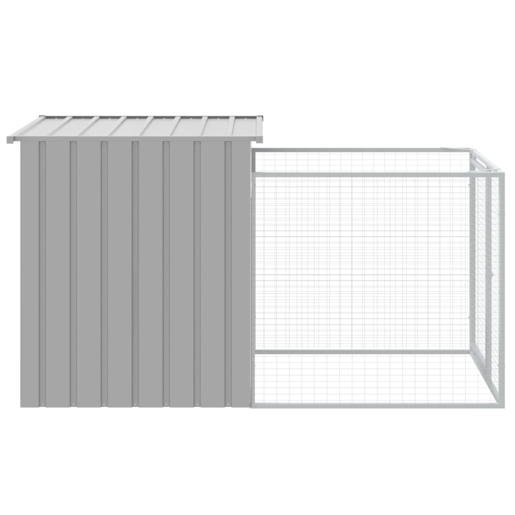 Dog House with Run Light Gray 43.3"x79.1"x43.3" Galvanized Steel