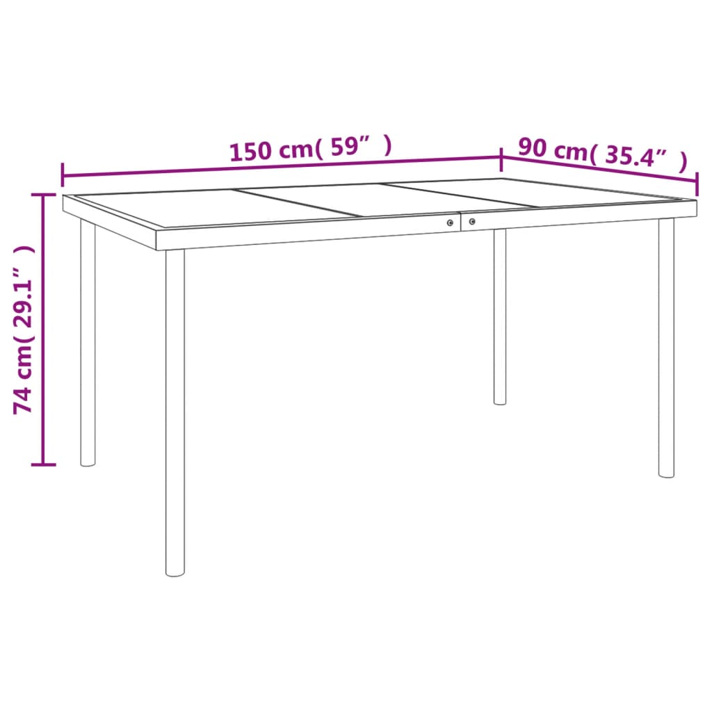 5 Piece Patio Dining Set Black Steel and Textilene