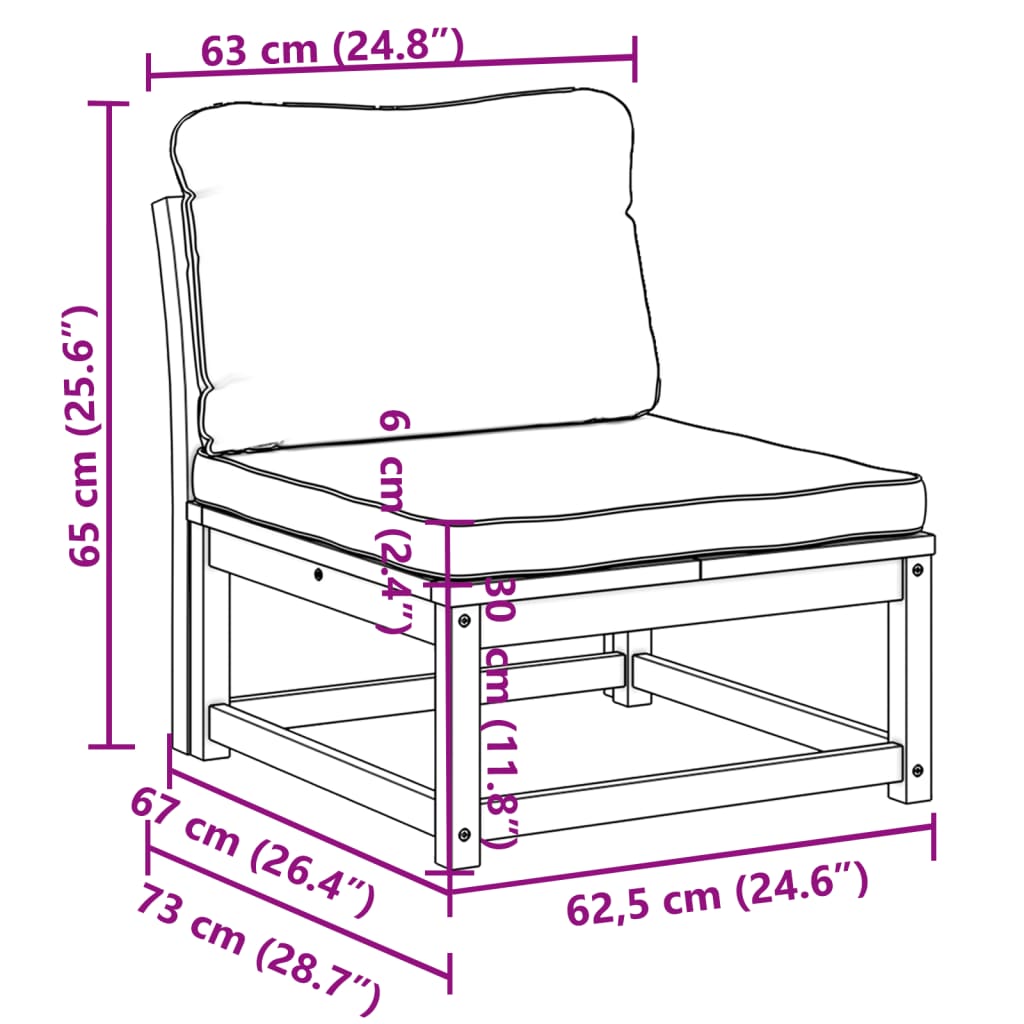 Patio Sofa with Cushions Solid Wood Acacia