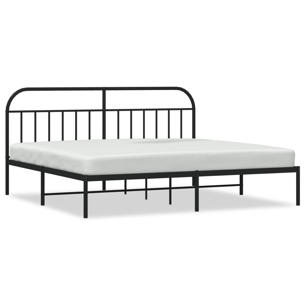 Metal Bed Frame without Mattress with Headboard Black 76"x79.9"