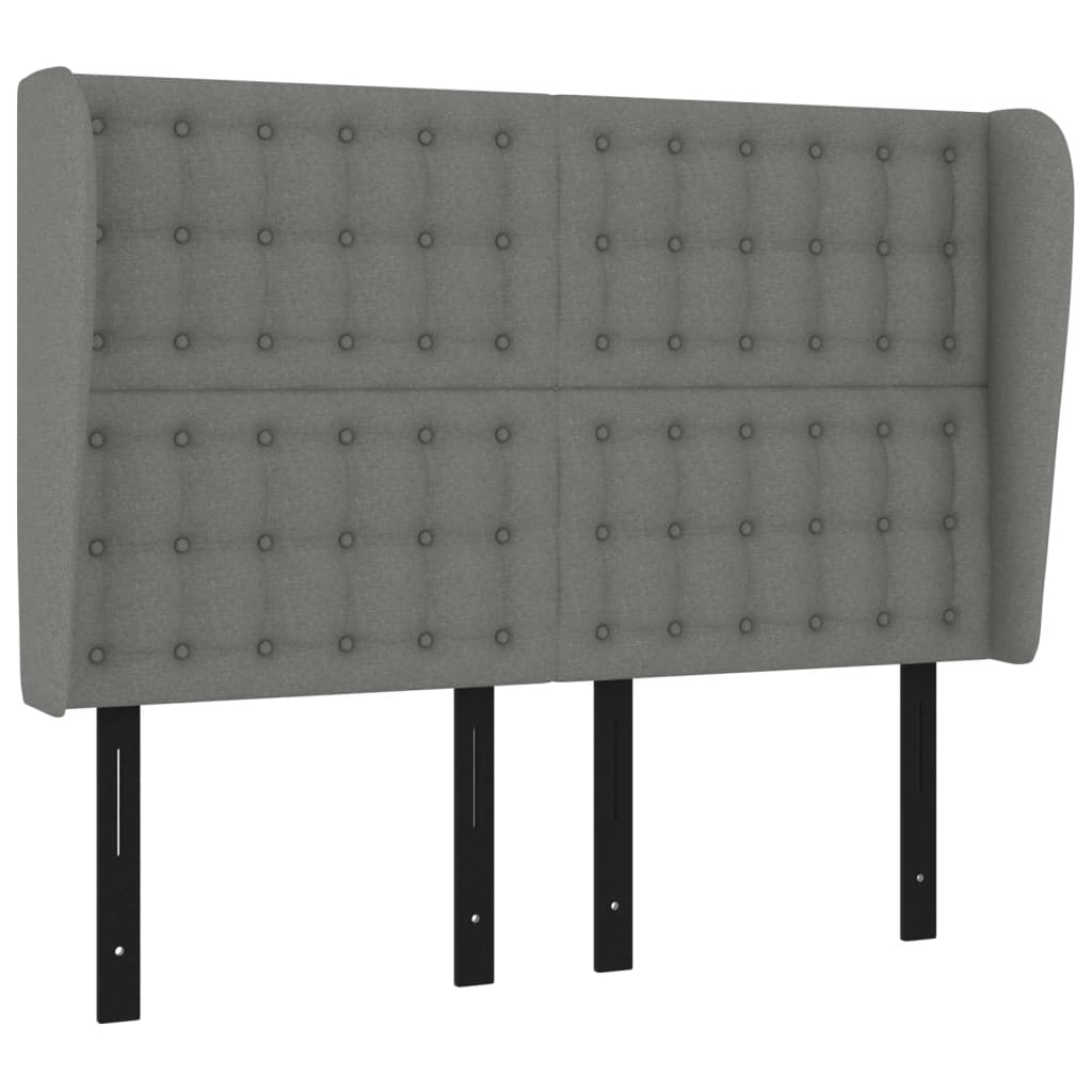 Headboard with Ears Dark Gray 57.9"x9.1"x46.5"/50.4" Fabric