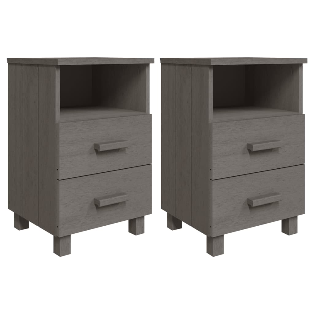 Bedside Cabinets HAMAR 2 pcs Light Gray 15.7"x13.8"x24.4" Solid Wood