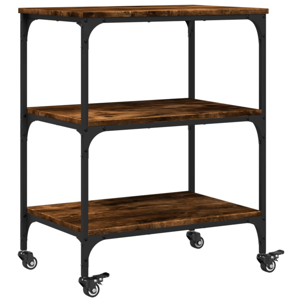 Kitchen Trolley Smoked Oak 23.6"x16.1"x29.9" Engineered Wood