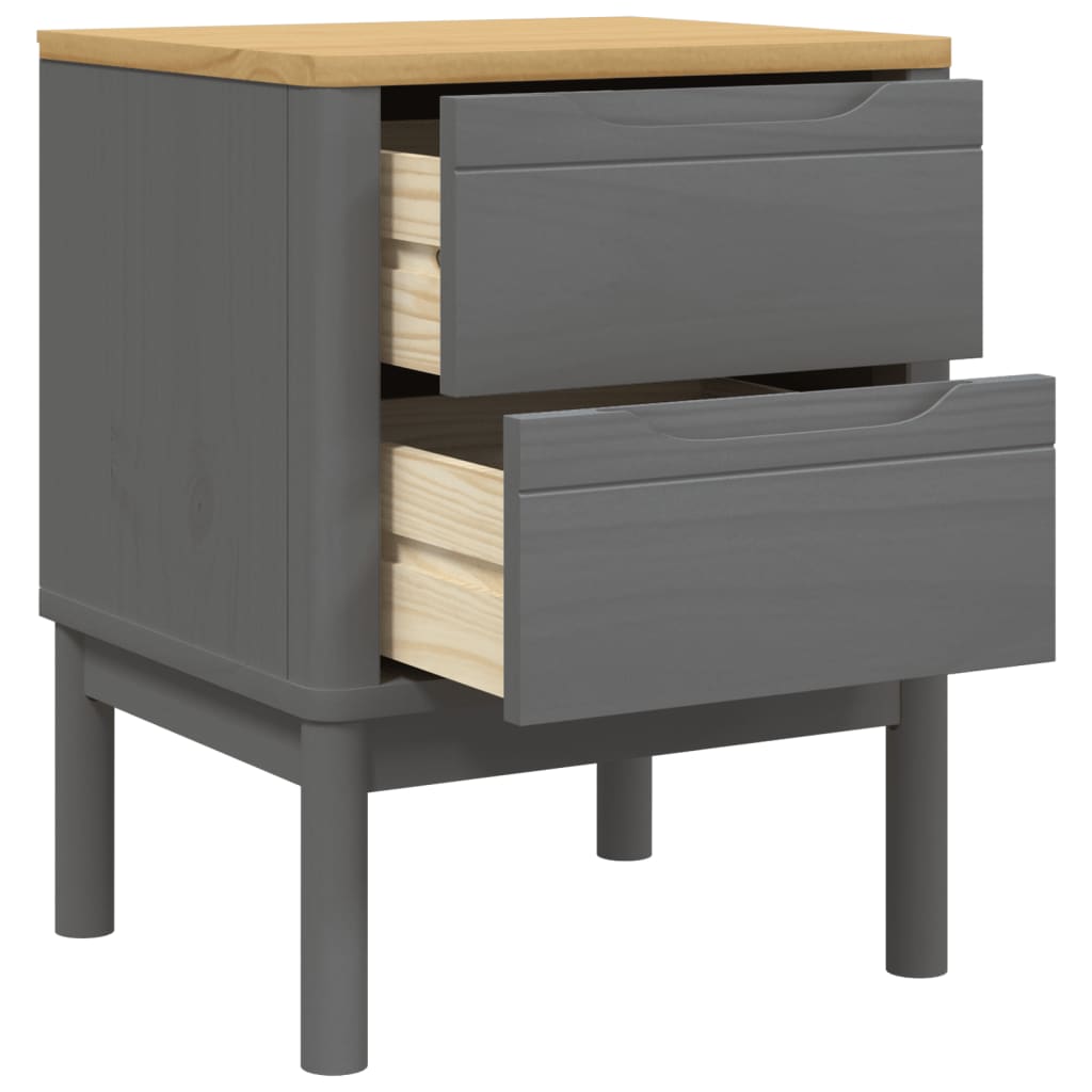 Bedside Cabinet FLORO Gray 17.7"x15.4"x22.4" Solid Wood Pine