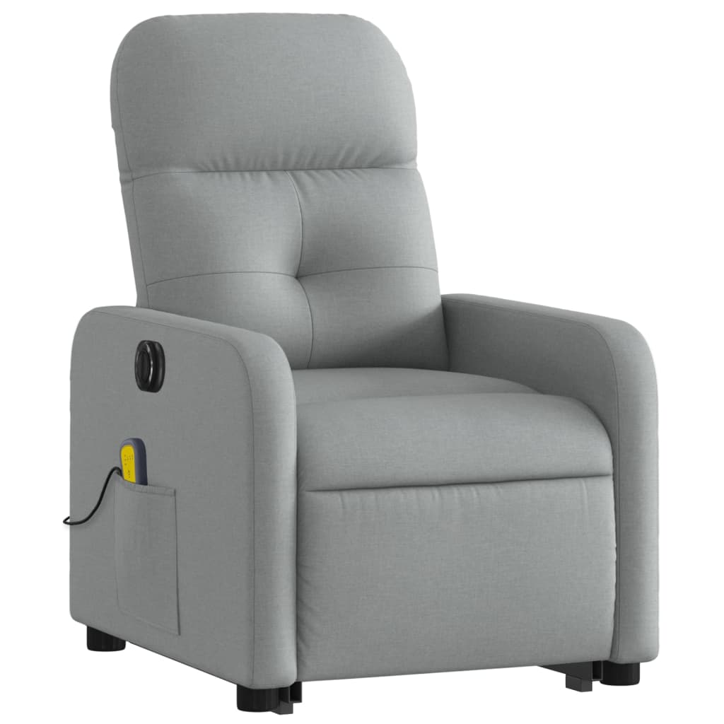 Electric Stand up Massage Recliner Chair Light Gray Fabric