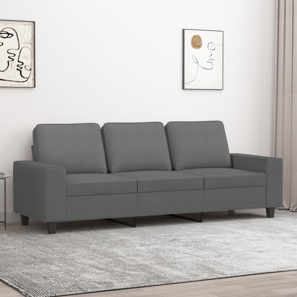 3-Seater Sofa Black 70.9" Fabric