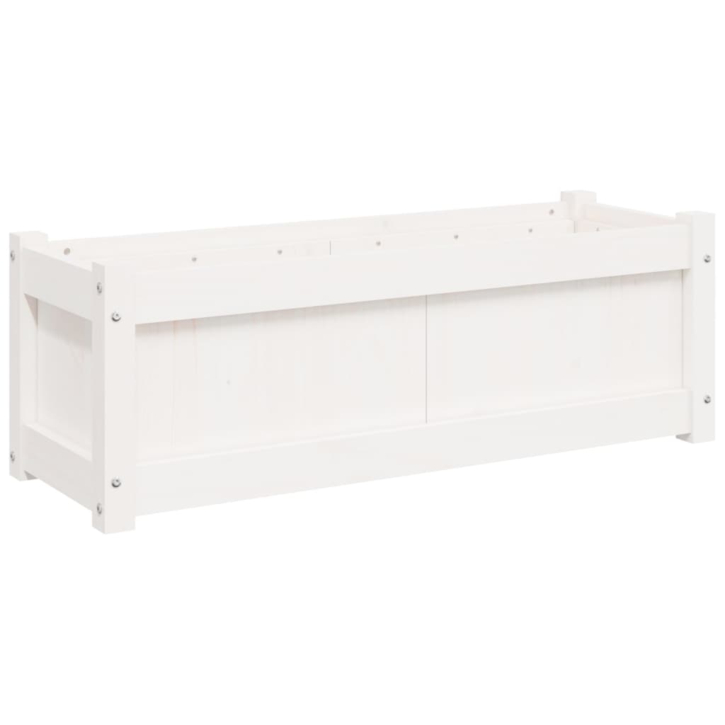 Garden Planter White 35.4"x12.2"x12.2" Solid Wood Pine