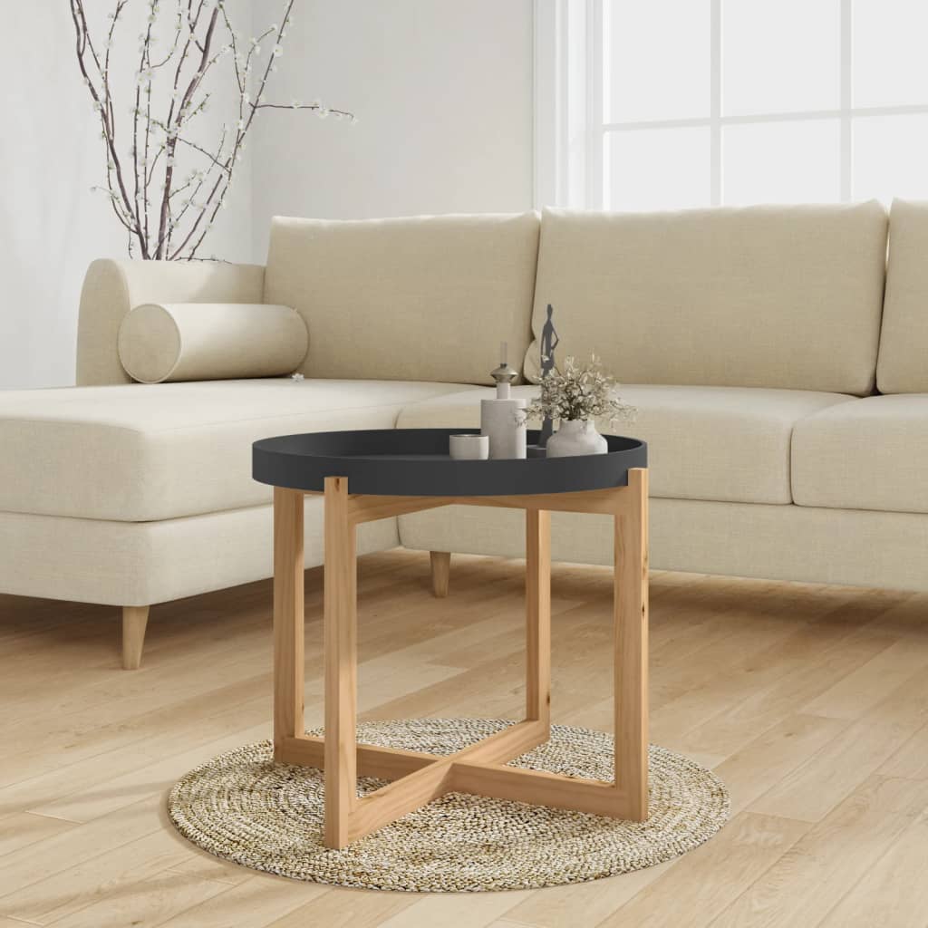 Coffee Table White 20.9"x20.9"x17.1" Engineered Wood&Solid Wood Pine