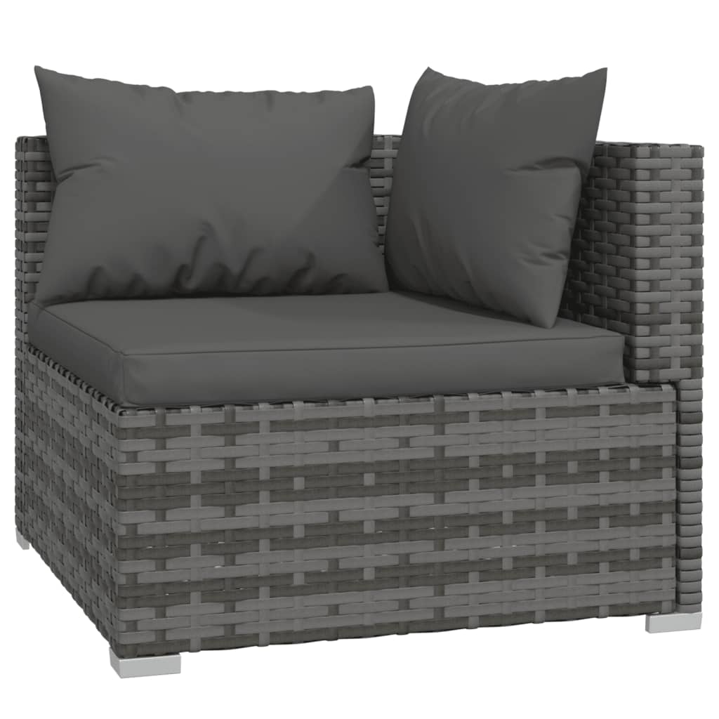 4 Piece Patio Lounge Set with Cushions Gray Poly Rattan