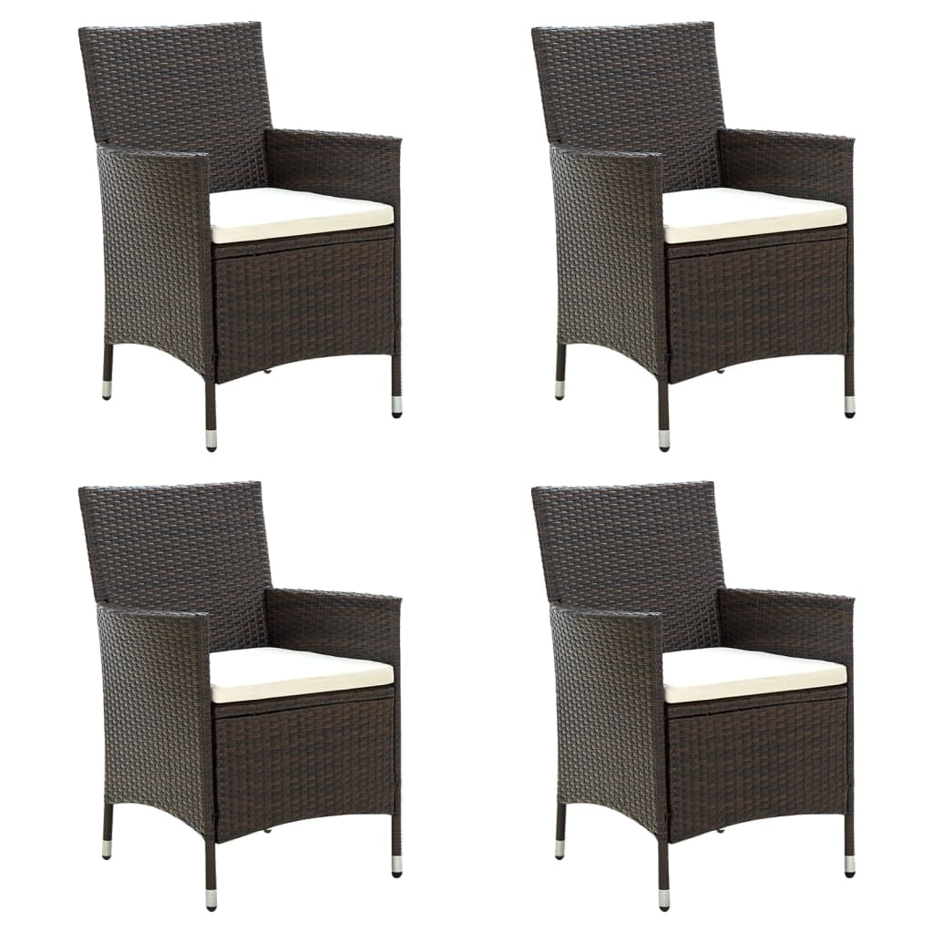 Patio Chairs with Cushions 2 pcs Poly Rattan Black