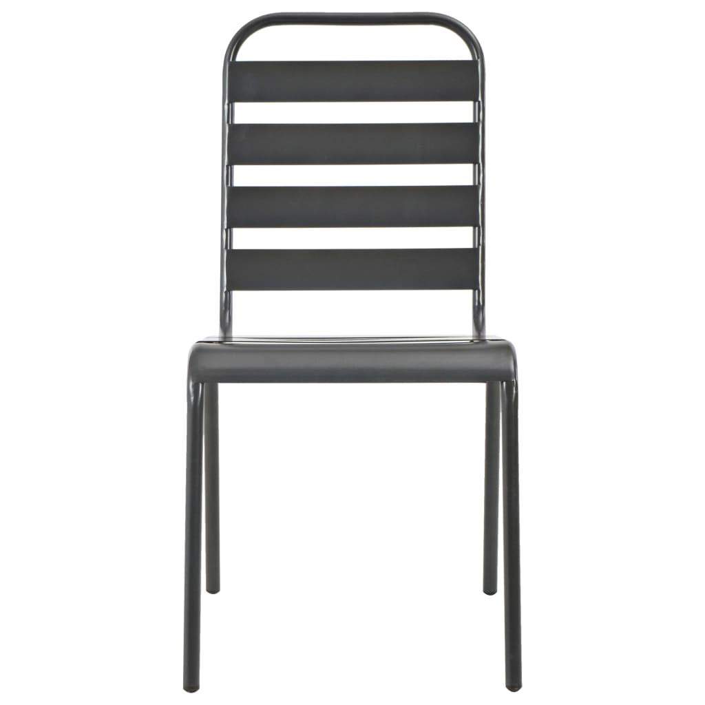 Stackable Patio Chairs 2 pcs Steel Gray