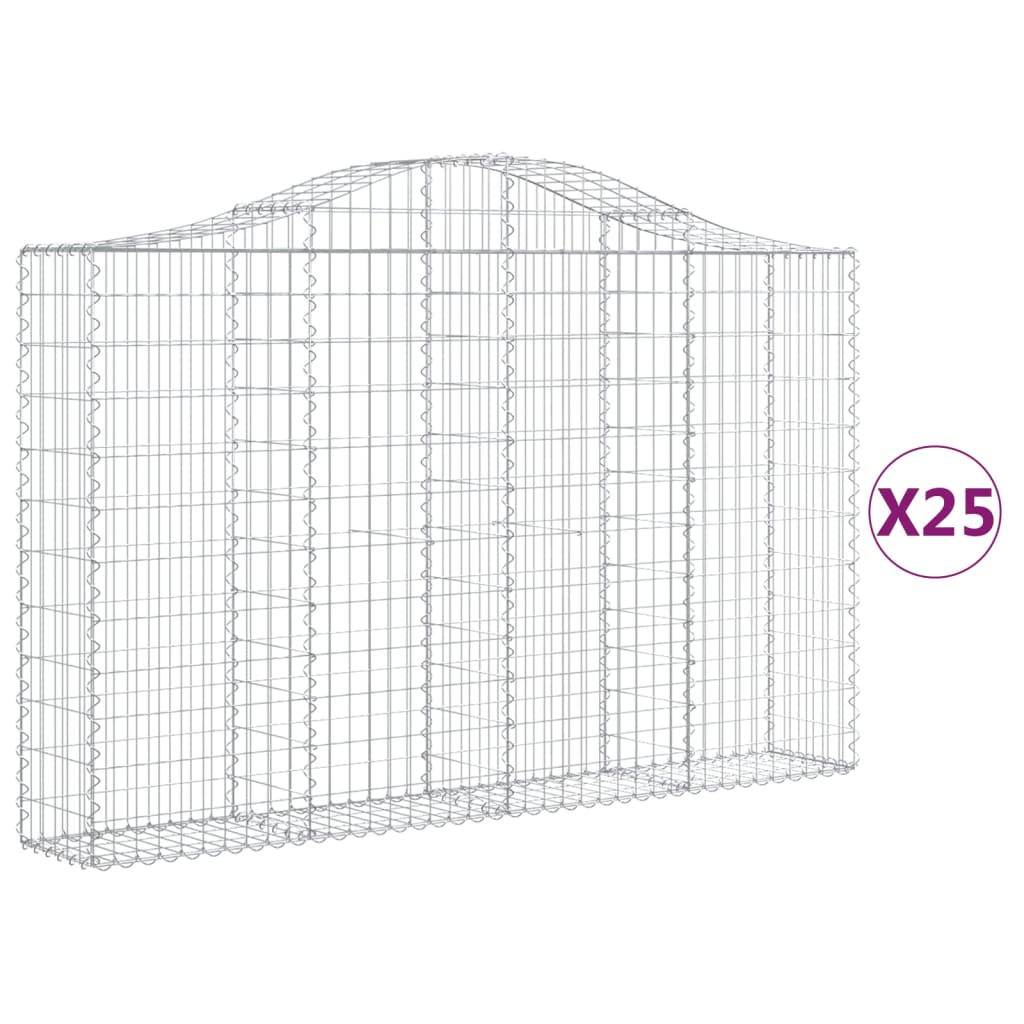 Arched Gabion Baskets 25 pcs 78.7"x11.8"x47.2"/55.1" Galvanized Iron