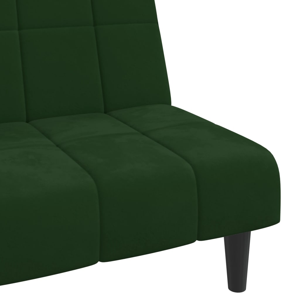 2-Seater Sofa Bed Dark Green Velvet