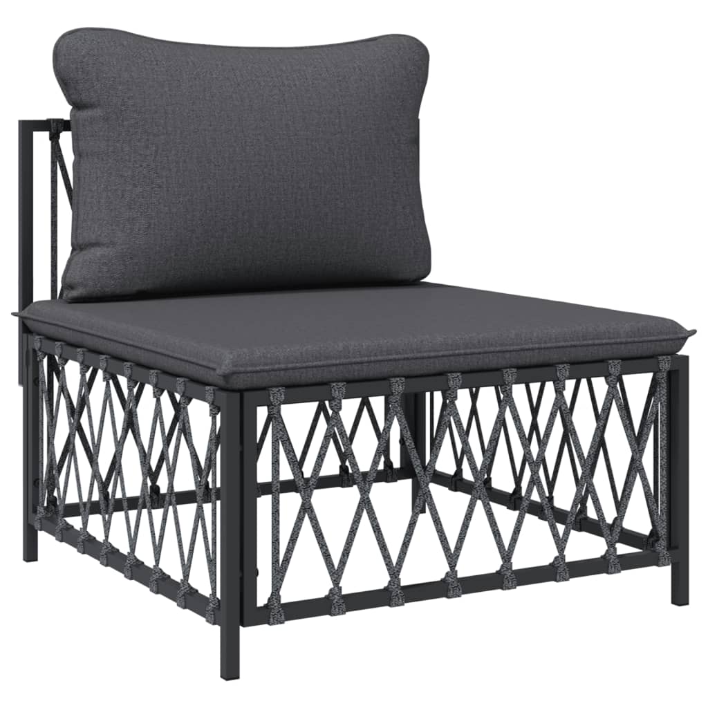 3 Piece Patio Lounge Set with Cushions Anthracite Steel