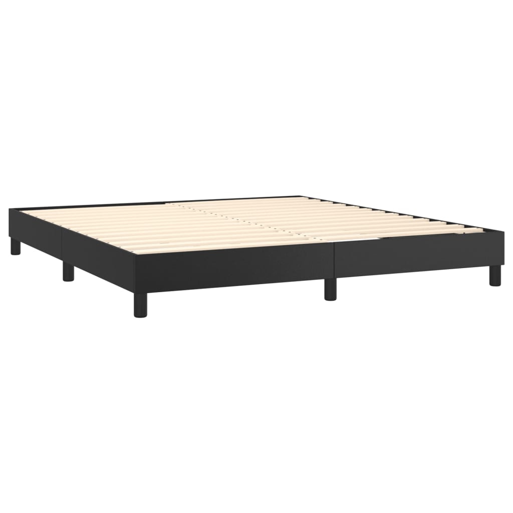 Bed Frame without Mattress Black King Faux Leather (US Only)