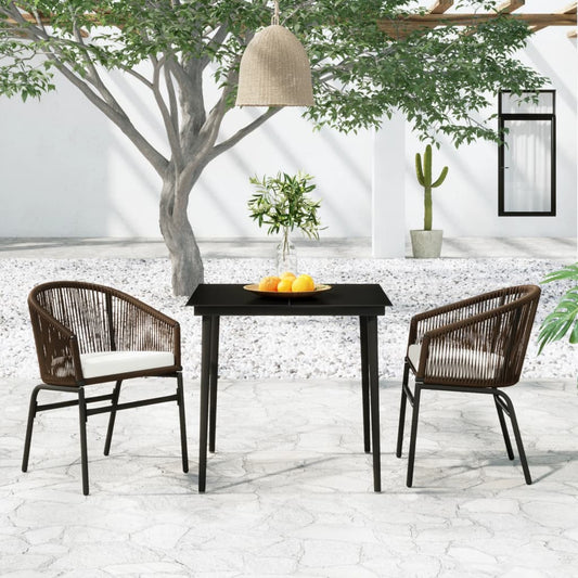 3 Piece Patio Dining Set Brown