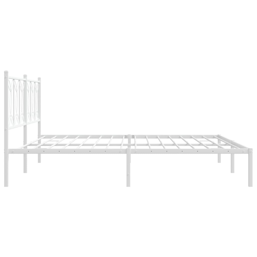 Metal Bed Frame without Mattress with Headboard White 76"x79.9"