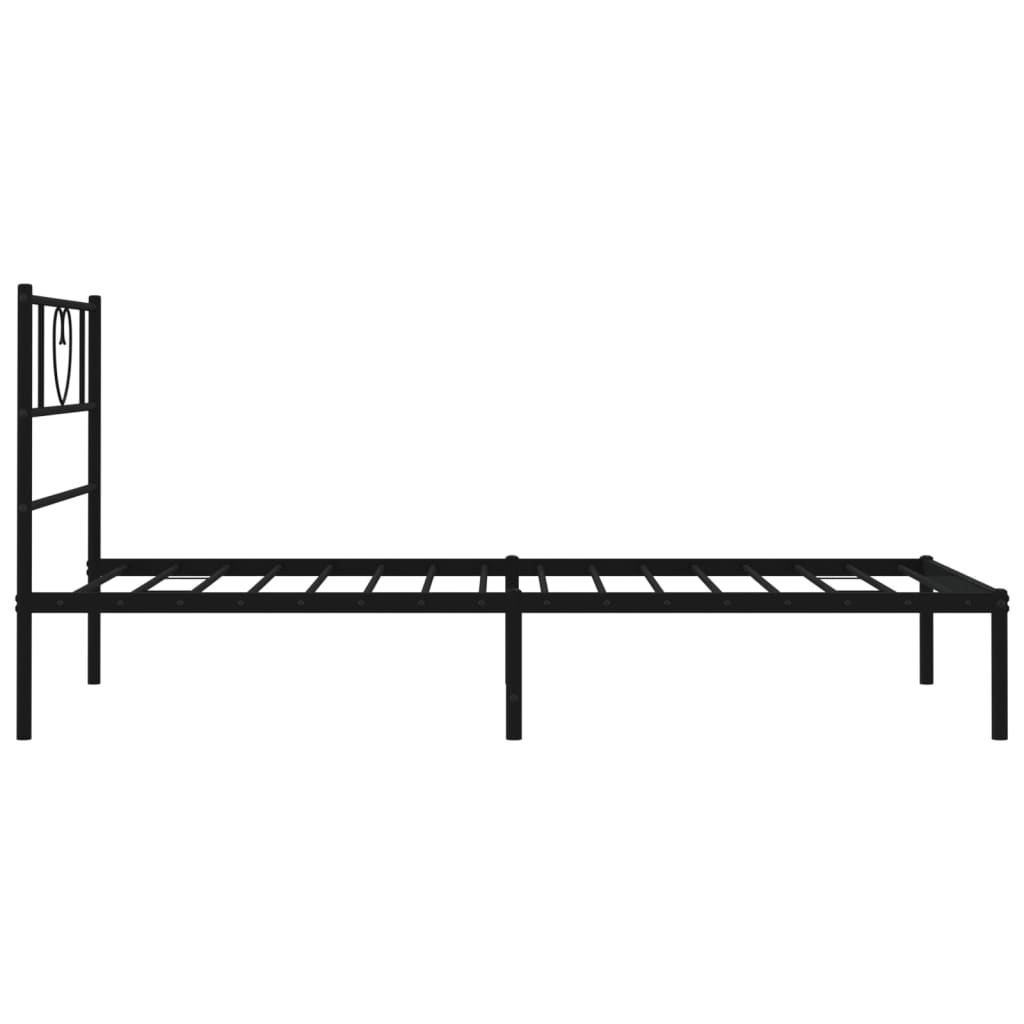 Metal Bed Frame without Mattress with Headboard Black 39.4"x74.8"