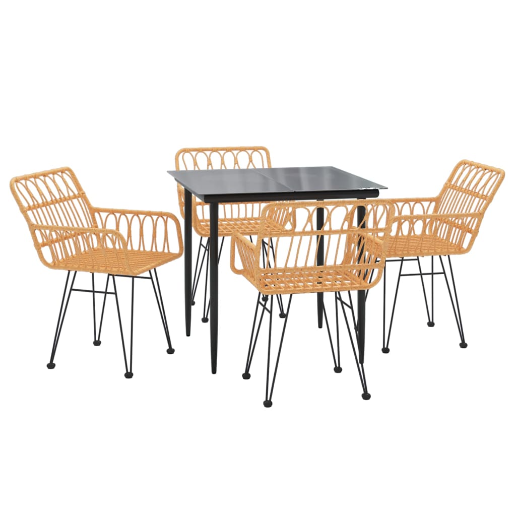 5 Piece Patio Dining Set Poly Rattan